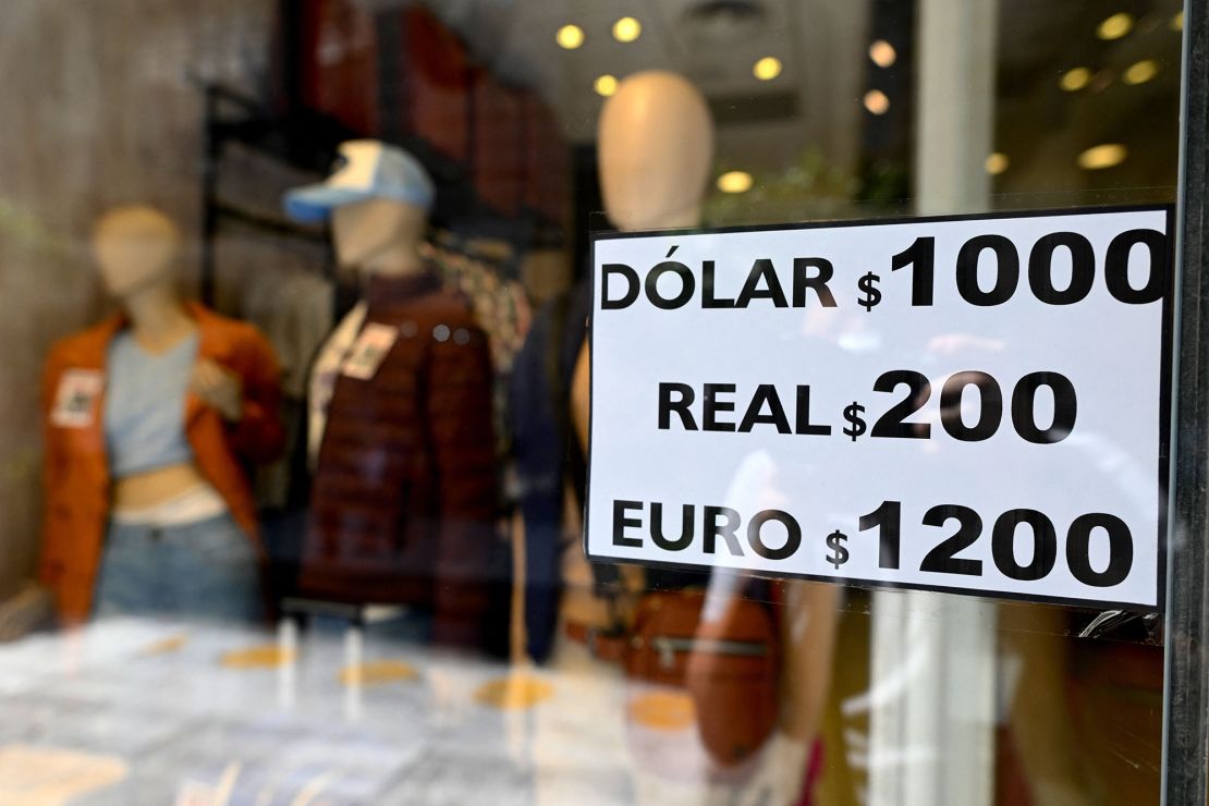A sign with exchange currency values of the unofficial so-called